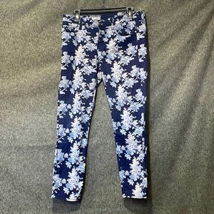 GAP 1969 Always Skinny Jeans -Blue Floral, mid, rise women 28/ 6R